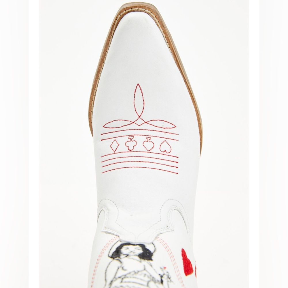 Dingo‎ Queen Of Hearts White and Red Western Heeled Boots - Picture 6 of 6
